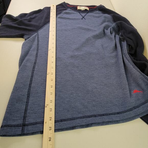 Tommy Bahama Men's Two-Tone Blue Crewneck‎ Jersey Long Sleeve Shirt Size Large - Picture 9 of 11